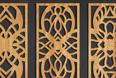 Σετ των 2 Intra απο ξύλο plywood 3mm-4mm πάχος - Διακοσμητικό πάνελ κοπής με λέιζερ  Δίασταση 20x20 cm INTRAFABR-95112961