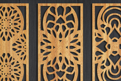 Σετ των 3 Intra απο ξύλο plywood 3mm-4mm πάχος - Διακοσμητικό πάνελ κοπής με λέιζερ  Δίασταση 20x20 cm INTRAFABR-95112970