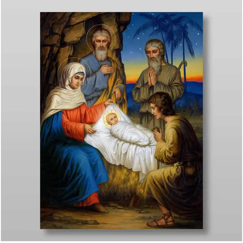 Σετ 2 τεμαχίων – Εικόνα Ορθοδοξίας με περίγραμμα χρυσό σε ξύλο Φλαμουρίας  με  βάση Εικόνα της Γέννησης του Χριστού - Χειροποίητη Ελληνορθόδοξη , Κρεμαστή πλάκα βυζαντινής τέχνης, χριστιανική τέχνη Διάσταση 15x11 cm (5,9 x 4,3 ίντσες) INTRAEK-21162