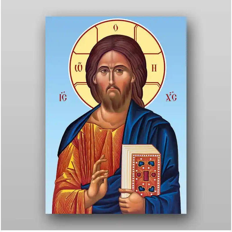 Σετ 2 τεμαχίων – Εικόνα Ορθοδοξίας με περίγραμμα χρυσό σε ξύλο Φλαμουρίας  με  βάση Εικόνα του Ιησού Χριστού - Χειροποίητη Ελληνορθόδοξη , Κρεμαστή πλάκα βυζαντινής τέχνης, χριστιανική τέχνη Διάσταση 15x11 cm (5,9 x 4,3 ίντσες) INTRAEK-21154