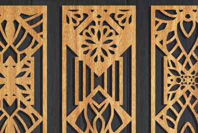 Σετ των 2 Intra απο ξύλο plywood 3mm-4mm πάχος - Διακοσμητικό πάνελ κοπής με λέιζερ  Δίασταση 20x20 cm INTRAFABR-95112996