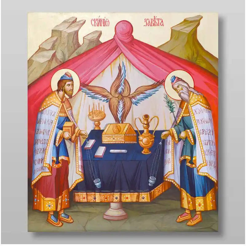 Σετ 2 τεμαχίων – Εικόνα Ορθοδοξίας με περίγραμμα χρυσό σε ξύλο Φλαμουρίας  με  βάση Το Tabernacle of the Covenant για  ορθόδοξων πινάκων.Χειροποίητη Ελληνορθόδοξη , Κρεμαστή πλάκα βυζαντινής τέχνης, χριστιανική τέχνη Διάσταση 15x11 cm (5,9 x 4,3 ίντσες) I