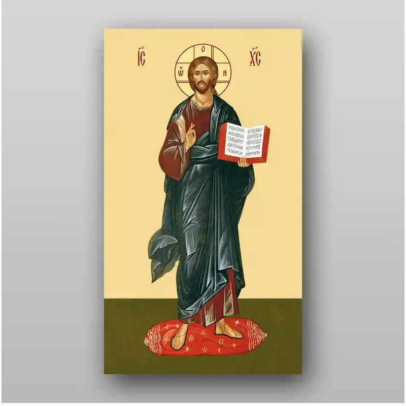 Εικόνα Ορθοδοξίας με περίγραμμα χρυσό σε ξύλο Φλαμουρίας  με  βάση Εικόνα του Ιησού Χριστού - Χειροποίητη Ελληνορθόδοξη , Κρεμαστή πλάκα βυζαντινής τέχνης, χριστιανική τέχνη Διάσταση 10x7 cm (3,9 x 2,8 ίντσες) INTRAEK-71061