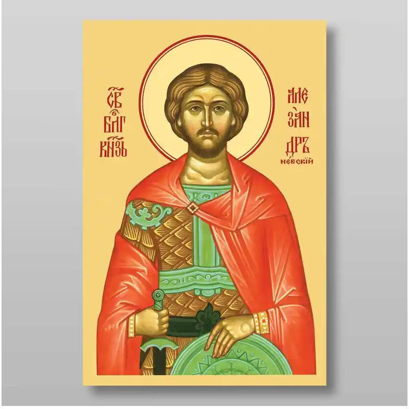 Εικόνα Ορθοδοξίας με περίγραμμα χρυσό σε ξύλο Φλαμουρίας  με  βάση Alexander Nevsky holy noble prince Χειροποίητη Ελληνορθόδοξη , Κρεμαστή πλάκα βυζαντινής τέχνης, χριστιανική τέχνη Διάσταση 10x7 cm (3,9 x 2,8 ίντσες) INTRAEK-71056