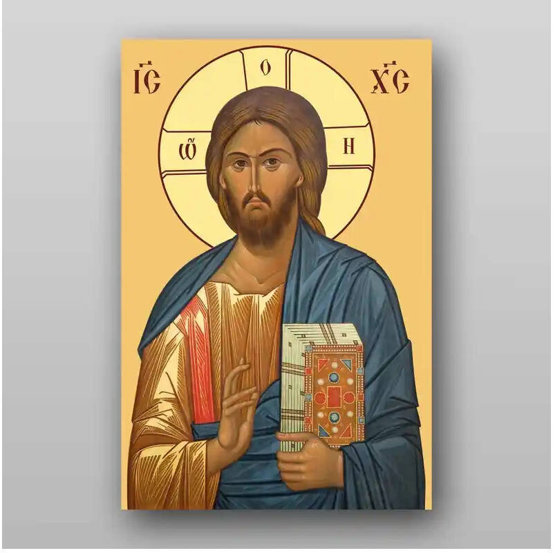 Σετ των 2 Εικόνα Ορθοδοξίας με περίγραμμα χρυσό σε ξύλο Φλαμουρίας  με  βάση Εικόνα του Ιησού Χριστού - Χειροποίητη Ελληνορθόδοξη , Κρεμαστή πλάκα βυζαντινής τέχνης, χριστιανική τέχνη Διάσταση 15x11 cm (5,9 x 4,3 ίντσες) INTRAEK-21042