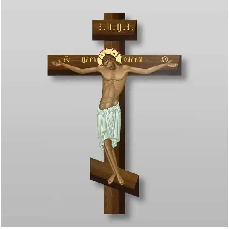 Σετ των 2 Εικόνα Ορθοδοξίας με περίγραμμα χρυσό σε ξύλο Φλαμουρίας  με  βάση Γολγοθά, Σταυρός, Σταυρός, Χειροποίητη Ελληνορθόδοξη , Κρεμαστή πλάκα βυζαντινής τέχνης, χριστιανική τέχνη Διάσταση 15x11 cm (5,9 x 4,3 ίντσες) INTRAEK-21008