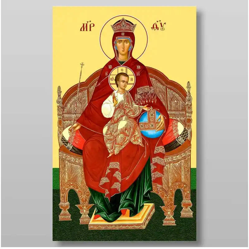 Εικόνα Ορθοδοξίας με περίγραμμα χρυσό σε ξύλο Φλαμουρίας  με  βάση Εικόνα της Θεοτόκου Χειροποίητη Ελληνορθόδοξη , Κρεμαστή πλάκα βυζαντινής τέχνης, χριστιανική τέχνη Διάσταση 10x7 cm (3,9 x 2,8 ίντσες) INTRAEK-71002