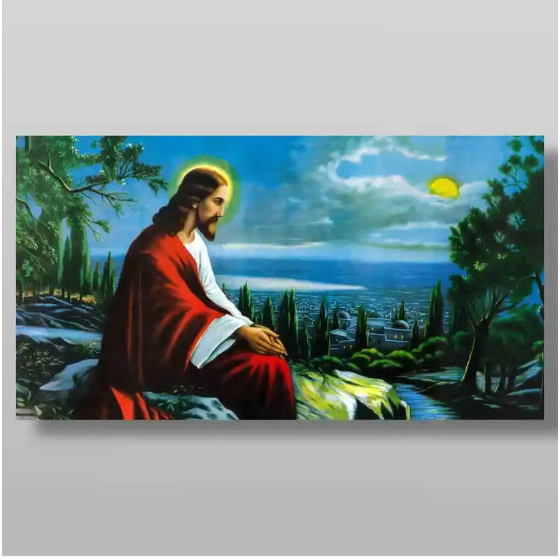 Σετ των 2 Εικόνα Ορθοδοξίας με περίγραμμα χρυσό σε ξύλο Φλαμουρίας  με  βάση Ο Ιησούς θρηνεί για την Ιερουσαλήμ Χειροποίητη Ελληνορθόδοξη , Κρεμαστή πλάκα βυζαντινής τέχνης, χριστιανική τέχνη Διάσταση 15x11 cm (5,9 x 4,3 ίντσες) INTRAEK-2958