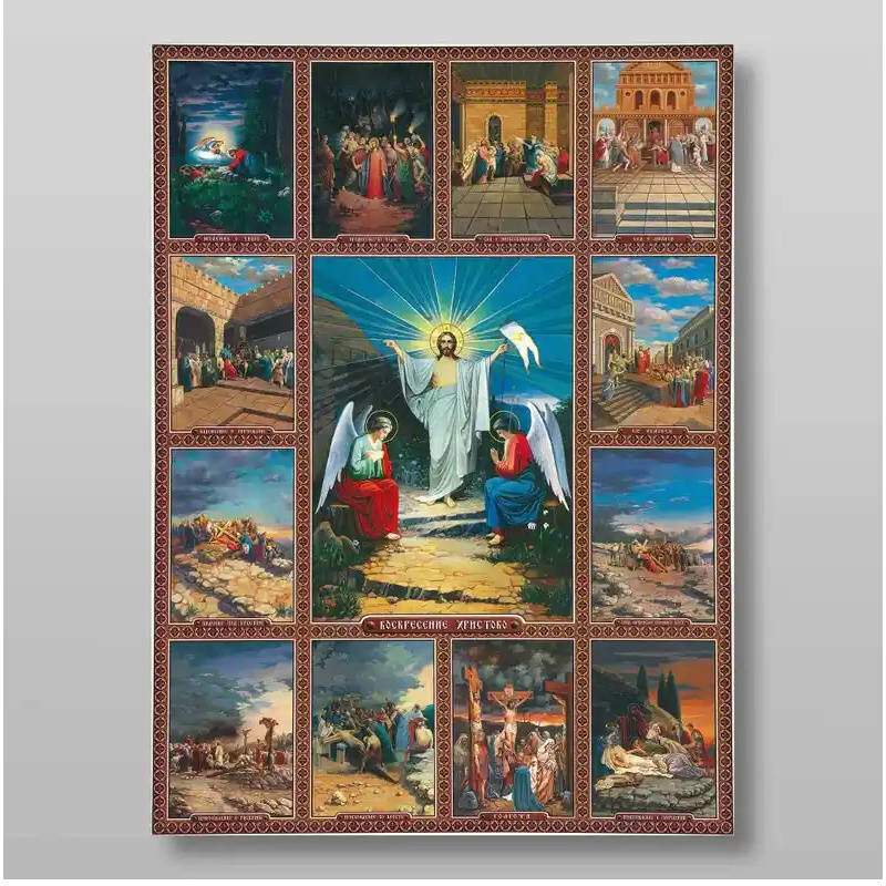 Εικόνα Ορθοδοξίας με περίγραμμα χρυσό σε ξύλο Φλαμουρίας  με  βάση Ανάσταση του Χριστού Χειροποίητη Ελληνορθόδοξη , Κρεμαστή πλάκα βυζαντινής τέχνης, χριστιανική τέχνη Διάσταση 10x7 cm (3,9 x 2,8 ίντσες) INTRAEK-7947