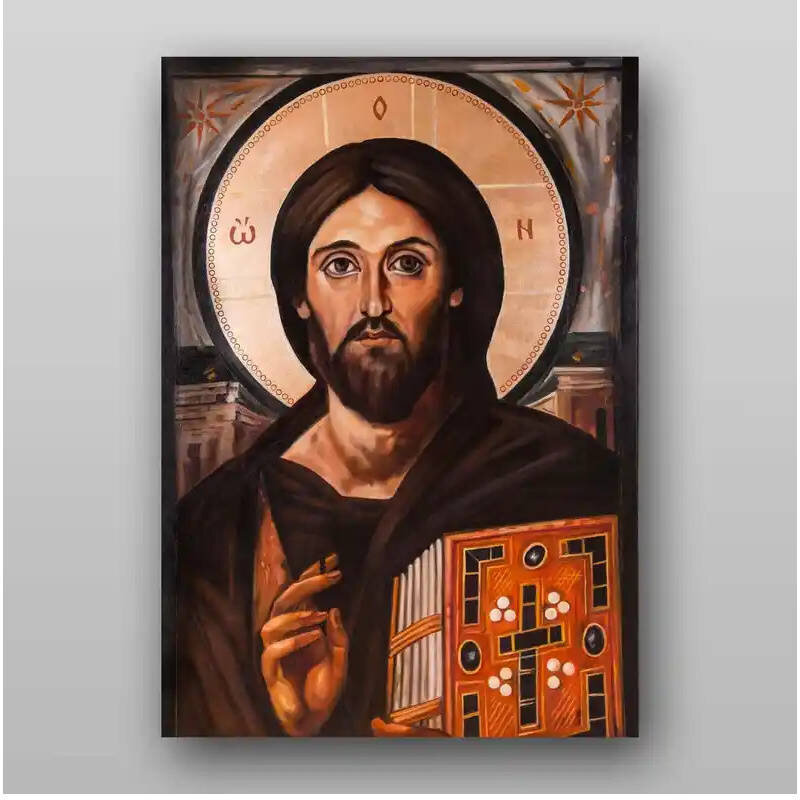 Σετ των 2 Εικόνα Ορθοδοξίας με περίγραμμα χρυσό σε ξύλο Φλαμουρίας  με  βάση Εικόνα του Ιησού Χριστού - Χειροποίητη Ελληνορθόδοξη , Κρεμαστή πλάκα βυζαντινής τέχνης, χριστιανική τέχνη Διάσταση 15x11 cm (5,9 x 4,3 ίντσες) INTRAEK-2932