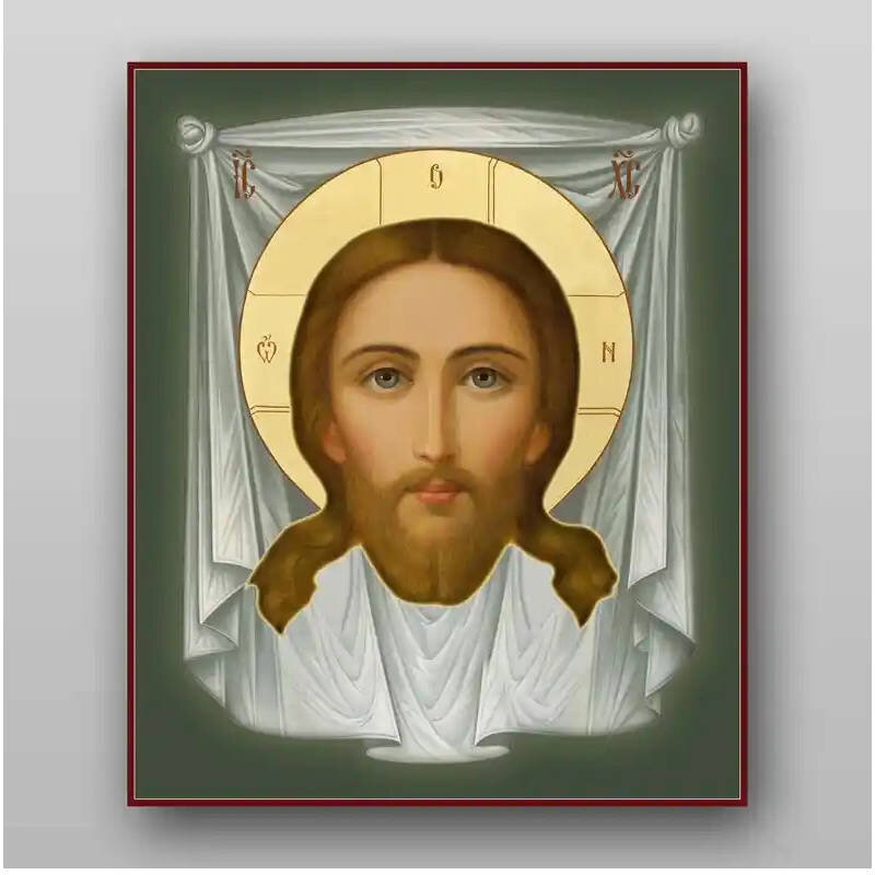 Σετ των 2 Εικόνα Ορθοδοξίας με περίγραμμα χρυσό σε ξύλο Φλαμουρίας  με  βάση Το Savior Not Made by Hands Χειροποίητη Ελληνορθόδοξη , Κρεμαστή πλάκα βυζαντινής τέχνης, χριστιανική τέχνη Διάσταση 15x11 cm (5,9 x 4,3 ίντσες) INTRAEK-2929