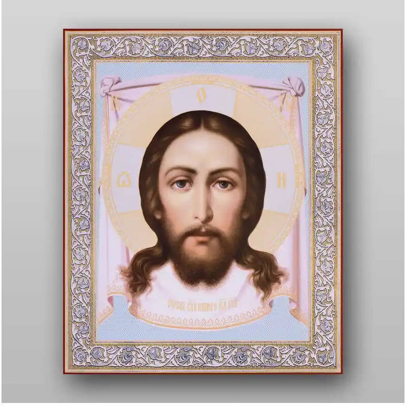 Εικόνα Ορθοδοξίας με περίγραμμα χρυσό σε ξύλο Φλαμουρίας  με  βάση Το Savior Not Made by Hands Χειροποίητη Ελληνορθόδοξη , Κρεμαστή πλάκα βυζαντινής τέχνης, χριστιανική τέχνη Διάσταση 10x7 cm (3,9 x 2,8 ίντσες) INTRAEK-7924