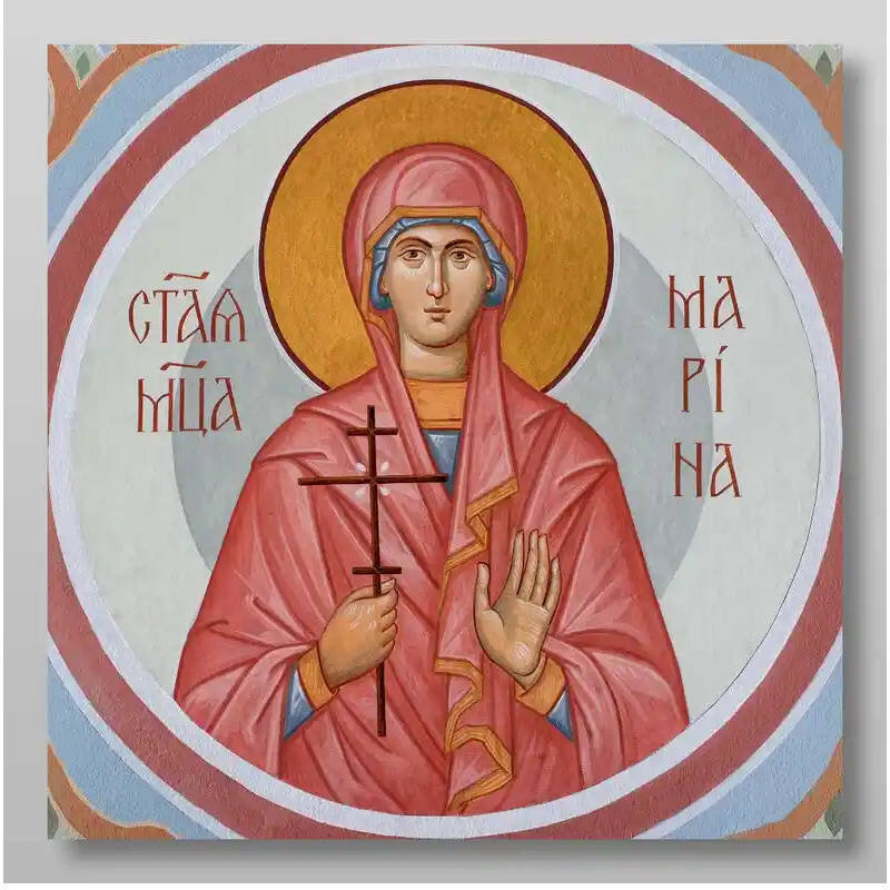 Σετ των 2 Εικόνα Ορθοδοξίας με περίγραμμα χρυσό σε ξύλο Φλαμουρίας  με  βάση Αγίας Μαρίνας Χειροποίητη Ελληνορθόδοξη , Κρεμαστή πλάκα βυζαντινής τέχνης, χριστιανική τέχνη Διάσταση 15x11 cm (5,9 x 4,3 ίντσες) INTRAEK-2893