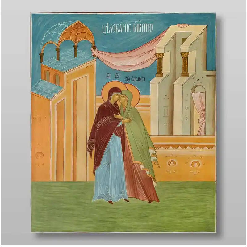 Σετ των 2 Εικόνα Ορθοδοξίας με περίγραμμα χρυσό σε ξύλο Φλαμουρίας  με  βάση Χαιρετισμοί από την Ορθόδοξη Ελισάβετ Χειροποίητη Ελληνορθόδοξη , Κρεμαστή πλάκα βυζαντινής τέχνης, χριστιανική τέχνη Διάσταση 15x11 cm (5,9 x 4,3 ίντσες) INTRAEK-2882