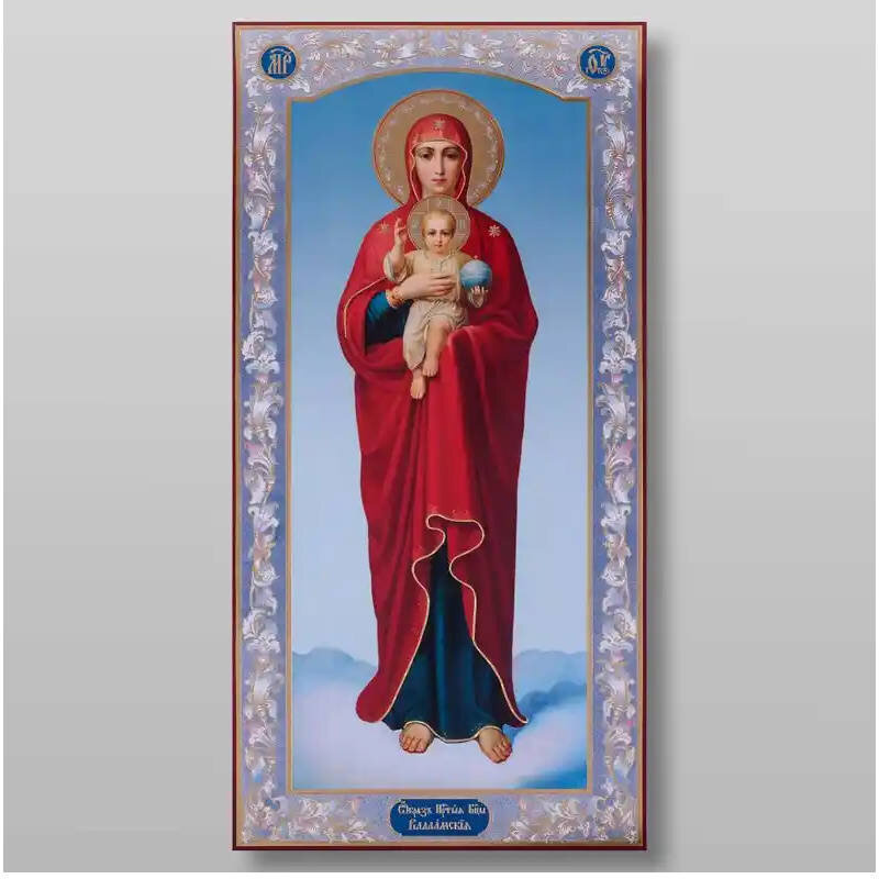 Σετ των 2 Εικόνα Ορθοδοξίας με περίγραμμα χρυσό σε ξύλο Φλαμουρίας  με  βάση Η Μητέρα του Θεού Valaamskaya Χειροποίητη Ελληνορθόδοξη , Κρεμαστή πλάκα βυζαντινής τέχνης, χριστιανική τέχνη Διάσταση 15x11 cm (5,9 x 4,3 ίντσες) INTRAEK-2861