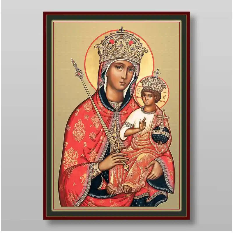 Σετ των 2 Εικόνα Ορθοδοξίας με περίγραμμα χρυσό σε ξύλο Φλαμουρίας  με  βάση Εικόνα της Θεοτόκου του Γαλατά Χειροποίητη Ελληνορθόδοξη , Κρεμαστή πλάκα βυζαντινής τέχνης, χριστιανική τέχνη Διάσταση 15x11 cm (5,9 x 4,3 ίντσες) INTRAEK-2853