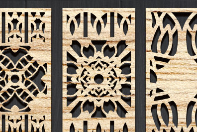 Σετ των 2 Intra απο ξύλο plywood 3mm-4mm πάχος - Διακοσμητικό πάνελ κοπής με λέιζερ  Δίασταση 20x20 cm INTRAFABR-95040484