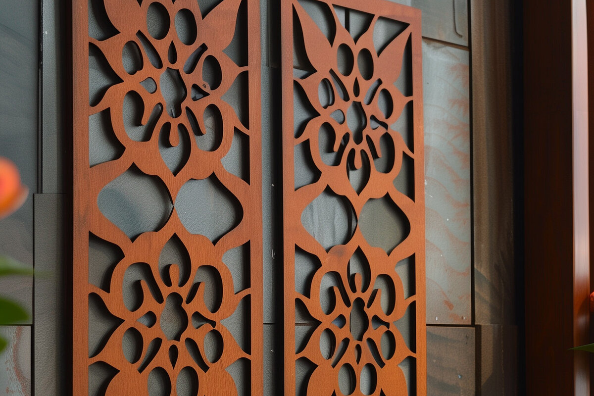 Σετ των 2 Intra απο ξύλο plywood 3mm-4mm πάχος - Διακοσμητικό πρότυπο πάνελ κοπής λέιζερ  Δίασταση 20x20 cm INTRAFABR-92382184