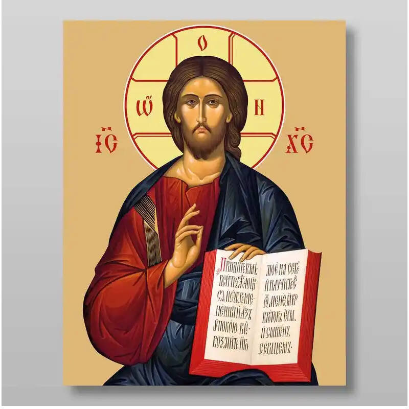 Σετ των 2 Εικόνα Ορθοδοξίας με περίγραμμα χρυσό σε ξύλο Φλαμουρίας  με  βάση Ο Ιησούς Χριστός Χειροποίητη Ελληνορθόδοξη , Κρεμαστή πλάκα βυζαντινής τέχνης, χριστιανική τέχνη Διάσταση 15x11 cm (5,9 x 4,3 ίντσες) INTRAEK-2767