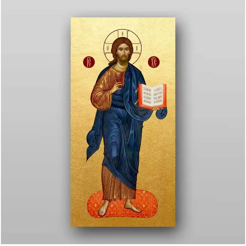 Σετ 2 τεμαχίων – Εικόνα Ορθοδοξίας με περίγραμμα χρυσό σε ξύλο Φλαμουρίας  με  βάση Εικόνα του Ιησού Χριστού - Χειροποίητη Ελληνορθόδοξη , Κρεμαστή πλάκα βυζαντινής τέχνης, χριστιανική τέχνη Διάσταση 15x11 cm (5,9 x 4,3 ίντσες) INTRAEK-21269