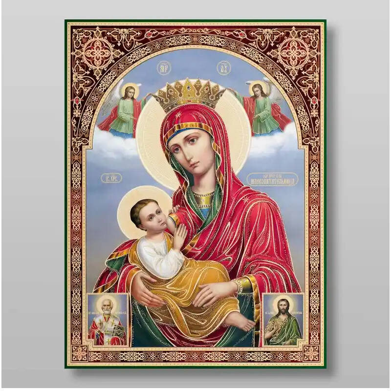 Σετ 2 τεμαχίων – Εικόνα Ορθοδοξίας με περίγραμμα χρυσό σε ξύλο Φλαμουρίας  με  βάση Θηλαστικό εικονίδιο της Μητέρας του Θεού Χειροποίητη Ελληνορθόδοξη , Κρεμαστή πλάκα βυζαντινής τέχνης, χριστιανική τέχνη Διάσταση 15x11 cm (5,9 x 4,3 ίντσες) INTRAEK-21237