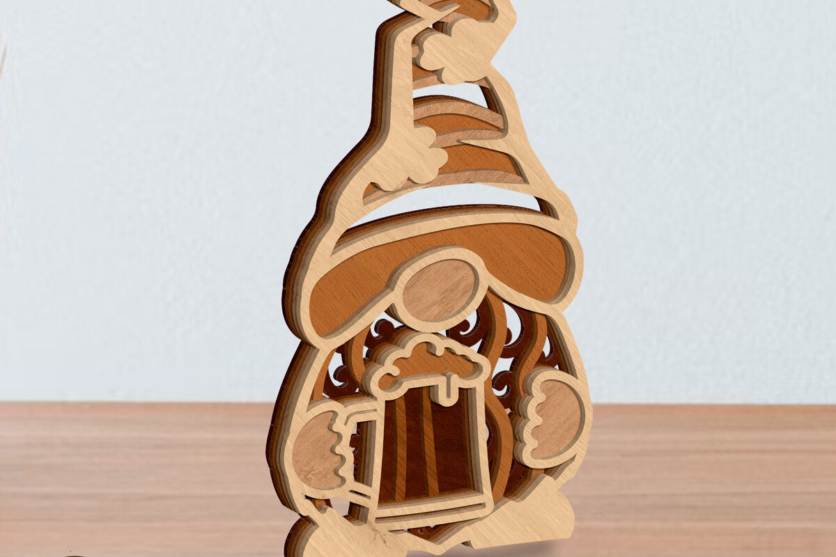 Intra απο ξύλο plywood 3mm-4mm πάχος - Διακοσμητικό Patricks Day Gnome, κομμένο  Δίασταση 34x7 cm INTRAFABR-101140187