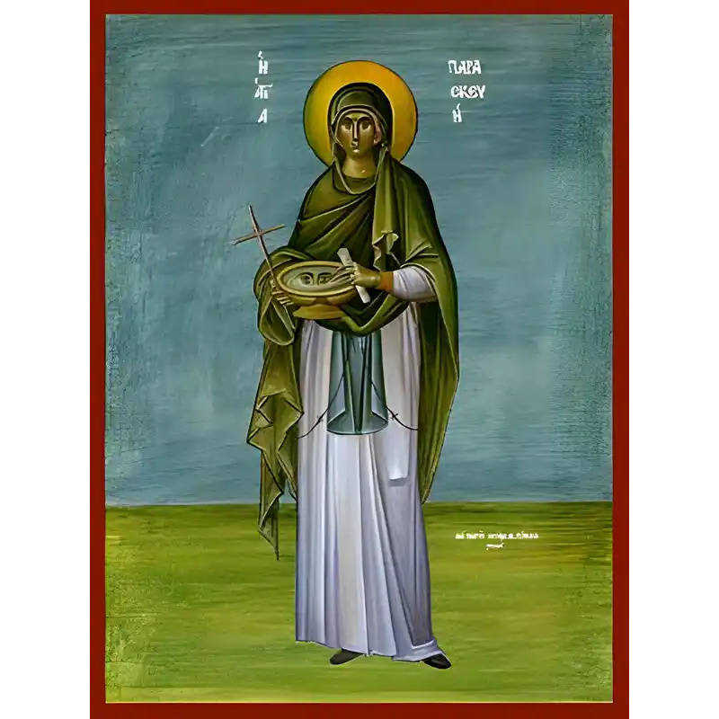 Εικόνα Ορθοδοξίας με περίγραμμα χρυσό σε ξύλο Φλαμουρίας  με  βάση Εικόνα ΑΓΙΑ ΠΑΡΑΣΚΕΥΗ, Η ΜΕΓΑΛΟΜΑΡΤΥΣ, ΟΛΟΣΩΜΗ Χειροποίητη Ελληνορθόδοξη εικόνα του Ιησού Χριστού, Κρεμαστή πλάκα βυζαντινής τέχνης, χριστιανική τέχνη Διάσταση 40x30 cm (10,2x7,9 ίντσες)