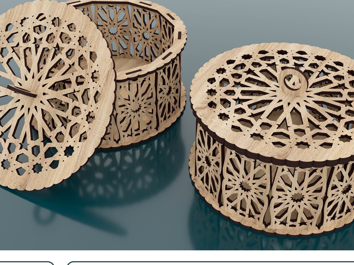 Intra απο ξύλο plywood 3mm-4mm πάχος - Διακοσμητικό στρογγυλό ξύλινο κουτί δώρου Αρχεία  Δίασταση 165x165 cm INTRAFABR-47679457