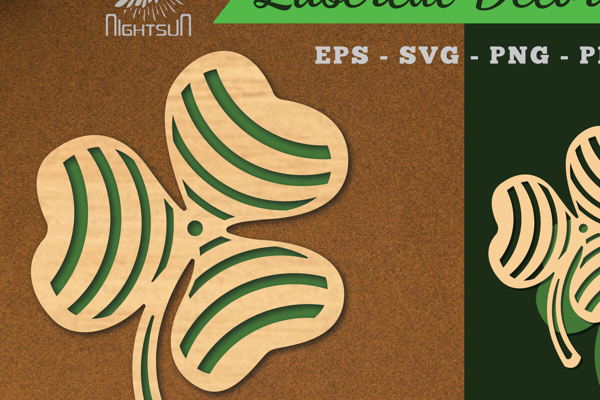 Σετ των 2 Intra απο ξύλο plywood 3mm-4mm πάχος - Διακοσμητικό κομμένο με λέιζερ τριφύλλι διακόσμηση Δίασταση 20x20 cm INTRAFABR-119435535