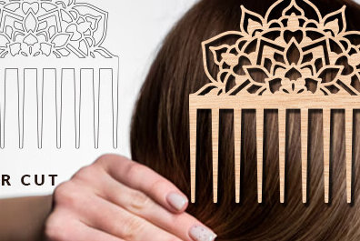 Σετ των 2 Intra απο ξύλο plywood 3mm-4mm πάχος - Διακοσμητική πλαϊνή χτένα με λέιζερ  Δίασταση 20x20 cm INTRAFABR-97724255