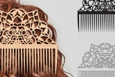 Σετ των 2 Intra απο ξύλο plywood 3mm-4mm πάχος - Διακοσμητικές πλαϊνές χτένες μαλλιών με λέιζερ  Δίασταση 20x20 cm INTRAFABR-97581927