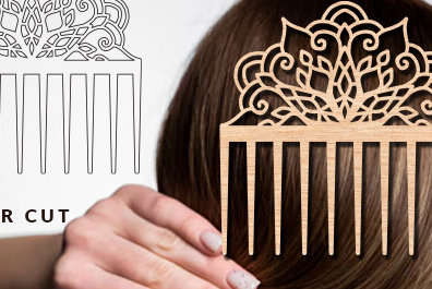 Σετ των 2 Intra απο ξύλο plywood 3mm-4mm πάχος - Διακοσμητικές πλαϊνές χτένες μαλλιών με λέιζερ  Δίασταση 20x20 cm INTRAFABR-97724226