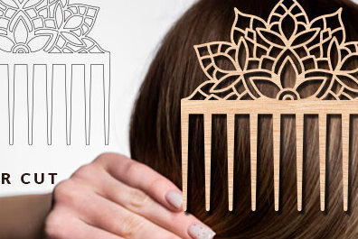 Σετ των 2 Intra απο ξύλο plywood 3mm-4mm πάχος - Διακοσμητικές πλαϊνές χτένες μαλλιών με λέιζερ  Δίασταση 20x20 cm INTRAFABR-97724231