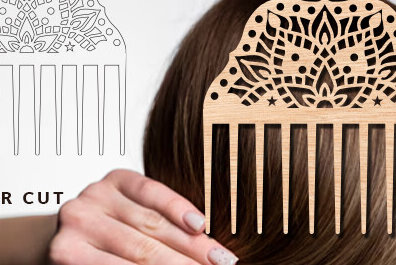 Σετ των 2 Intra απο ξύλο plywood 3mm-4mm πάχος - Διακοσμητικές πλαϊνές χτένες μαλλιών με λέιζερ  Δίασταση 20x20 cm INTRAFABR-97724236