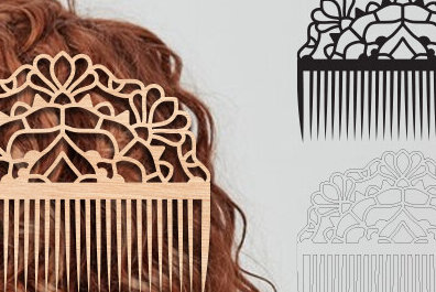 Σετ των 2 Intra απο ξύλο plywood 3mm-4mm πάχος - Διακοσμητικές πλαϊνές χτένες μαλλιών με λέιζερ  Δίασταση 20x20 cm INTRAFABR-97581795