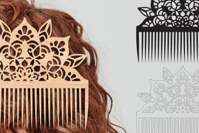 Σετ των 2 Intra απο ξύλο plywood 3mm-4mm πάχος - Διακοσμητικές πλαϊνές χτένες μαλλιών με λέιζερ  Δίασταση 20x20 cm INTRAFABR-97581816