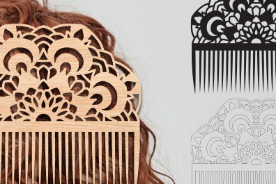 Σετ των 2 Intra απο ξύλο plywood 3mm-4mm πάχος - Διακοσμητικές πλαϊνές χτένες μαλλιών με λέιζερ  Δίασταση 20x20 cm INTRAFABR-97581836