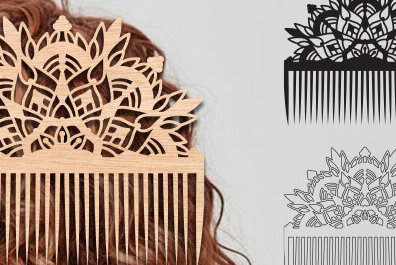 Σετ των 2 Intra απο ξύλο plywood 3mm-4mm πάχος - Διακοσμητικές πλαϊνές χτένες μαλλιών με λέιζερ  Δίασταση 20x20 cm INTRAFABR-97581871