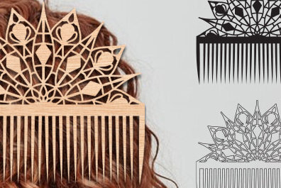 Σετ των 2 Intra απο ξύλο plywood 3mm-4mm πάχος - Διακοσμητικές πλαϊνές χτένες μαλλιών με λέιζερ  Δίασταση 20x20 cm INTRAFABR-97581920
