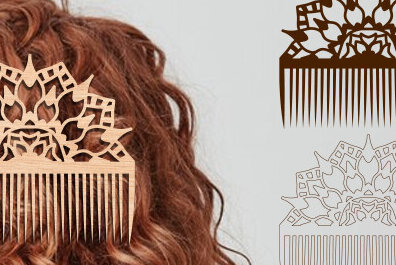 Intra απο ξύλο plywood 3mm-4mm πάχος - Διακοσμητικές πλαϊνές χτένες μαλλιών με λέιζερ  Δίασταση 20x20 cm INTRAFABR-97581780