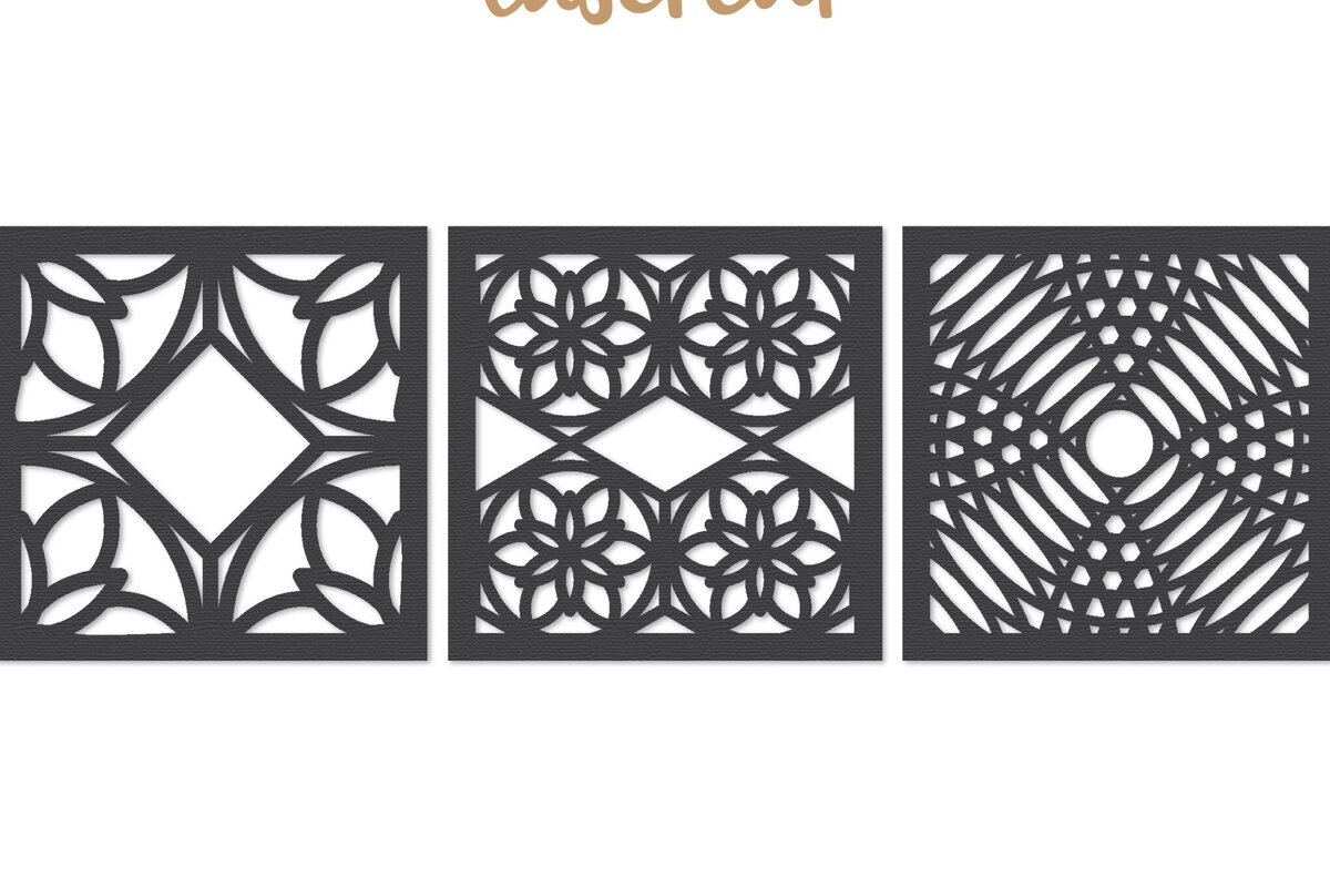 Intra απο ξύλο plywood 3mm-4mm πάχος - Διακοσμητικό τετράγωνο Lasercut Δίασταση 30x20 cm INTRAFABR-122013620