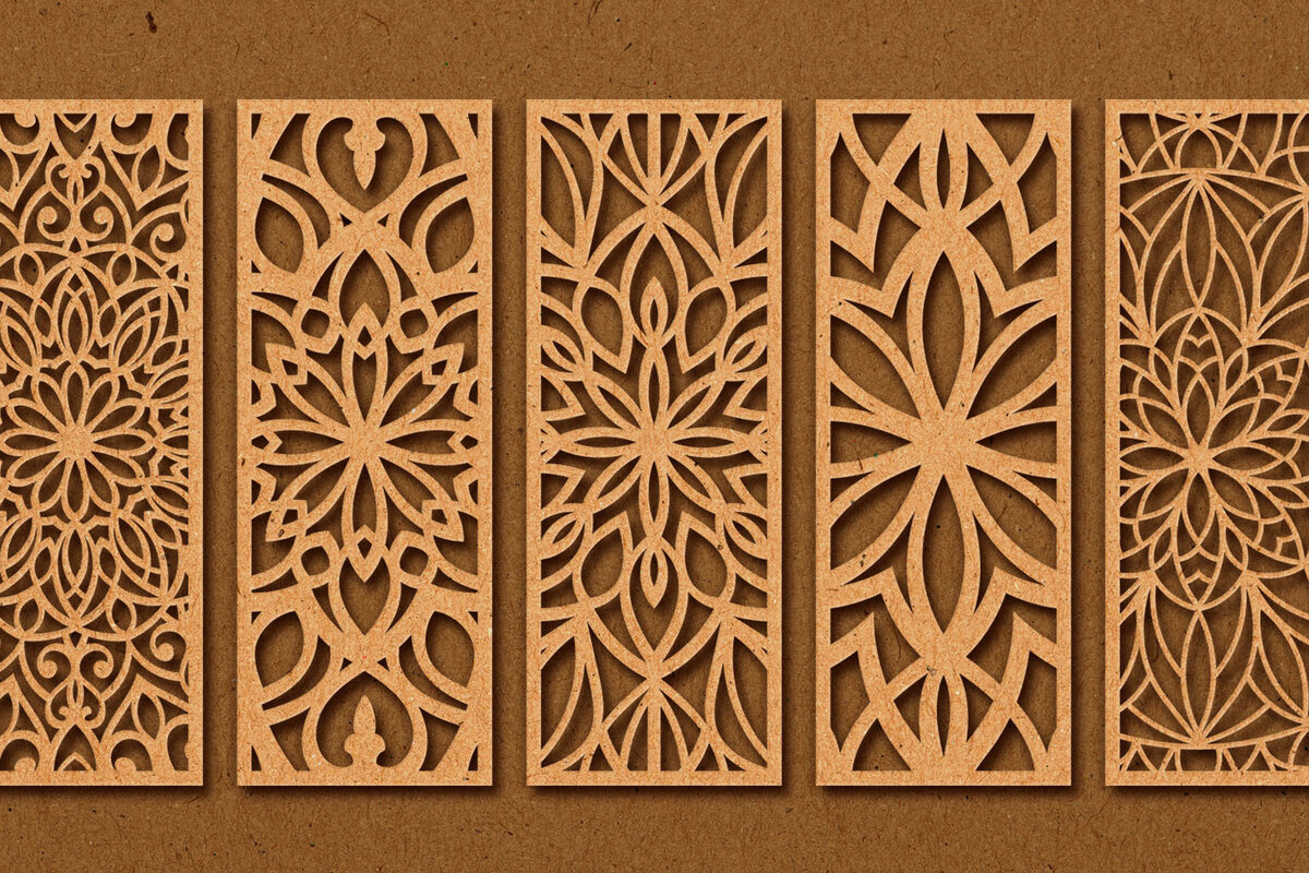 Σετ των 3 Intra απο ξύλο plywood 3mm-4mm πάχος - Διακοσμητικό πάνελ κοπής λέιζερ  26 Δίασταση 6x6 cm INTRAFABR-74596125