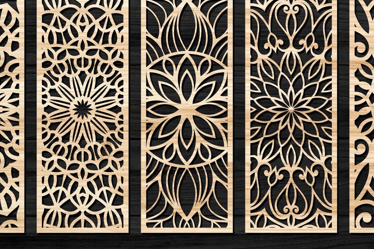 Σετ των 3 Intra απο ξύλο plywood 3mm-4mm πάχος - Διακοσμητικό πάνελ κοπής λέιζερ  30 Δίασταση 6x6 cm INTRAFABR-74597444