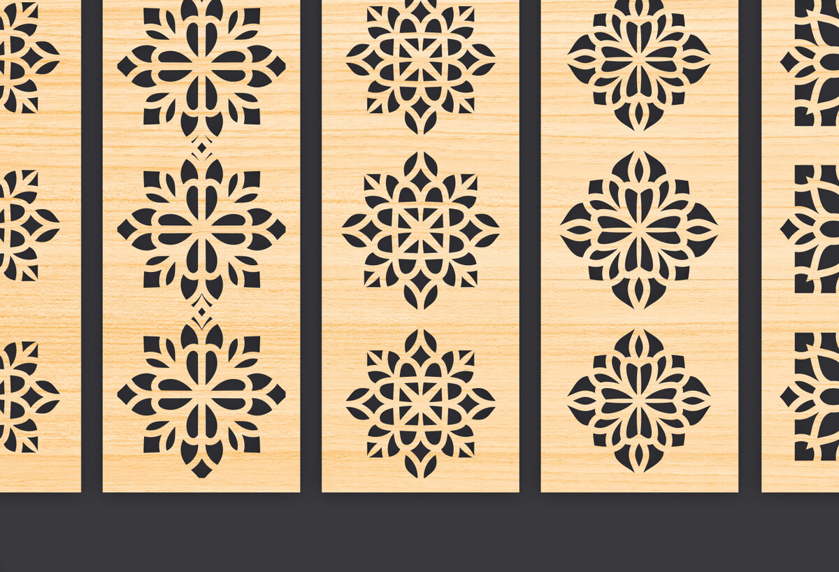 Σετ των 3 Intra απο ξύλο plywood 3mm-4mm πάχος - Διακοσμητικό  Laser Cut Panel Wall Dec Δίασταση 6x6 cm INTRAFABR-86094983