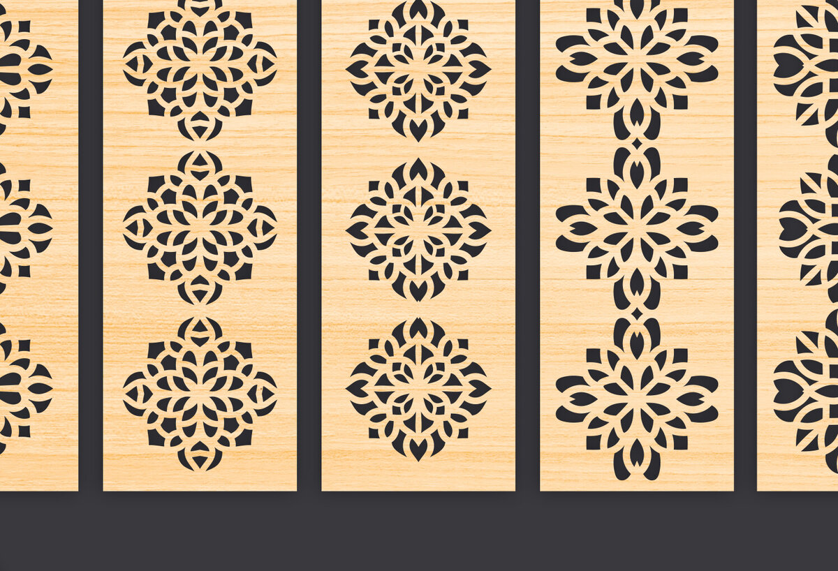 Σετ των 3 Intra απο ξύλο plywood 3mm-4mm πάχος - Διακοσμητικό  Laser Cut Panel Wall Dec Δίασταση 6x6 cm INTRAFABR-86094989