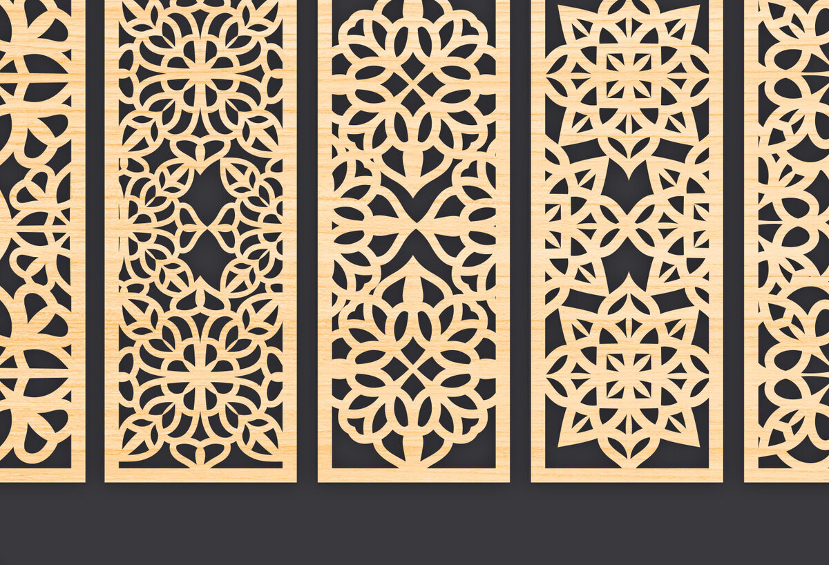 Σετ των 3 Intra απο ξύλο plywood 3mm-4mm πάχος - Διακοσμητικό  Laser Cut Panel Wall Dec Δίασταση 6x6 cm INTRAFABR-86094451