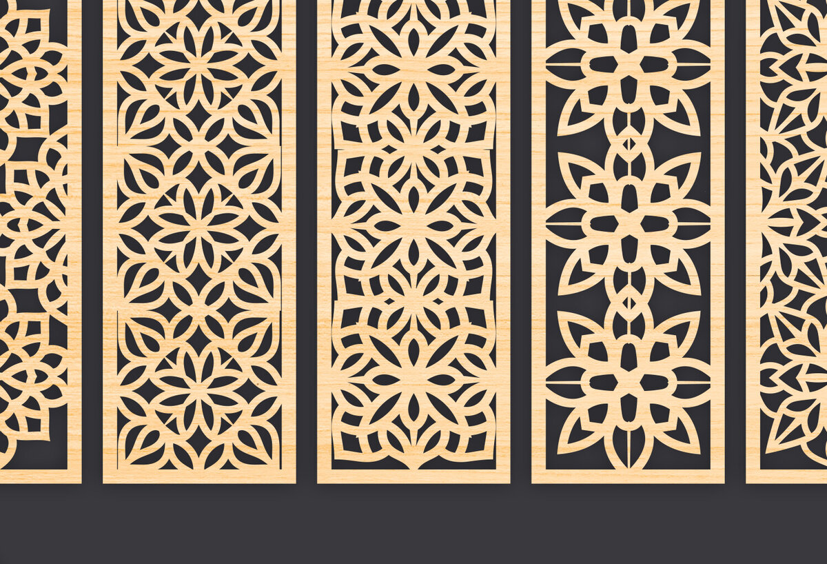 Σετ των 3 Intra απο ξύλο plywood 3mm-4mm πάχος - Διακοσμητικό  Laser Cut Panel Wall Dec Δίασταση 6x6 cm INTRAFABR-86094457