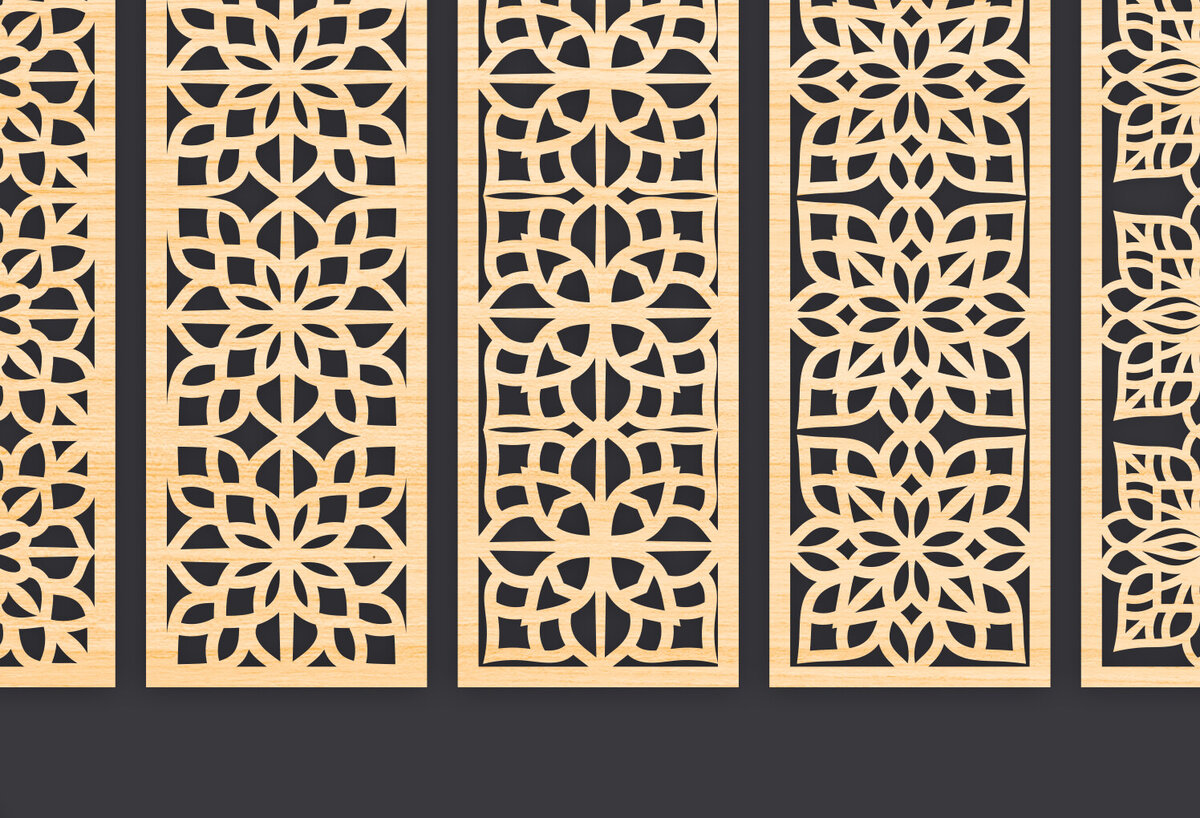 Σετ των 3 Intra απο ξύλο plywood 3mm-4mm πάχος - Διακοσμητικό  Laser Cut Panel Wall Dec Δίασταση 6x6 cm INTRAFABR-86094466
