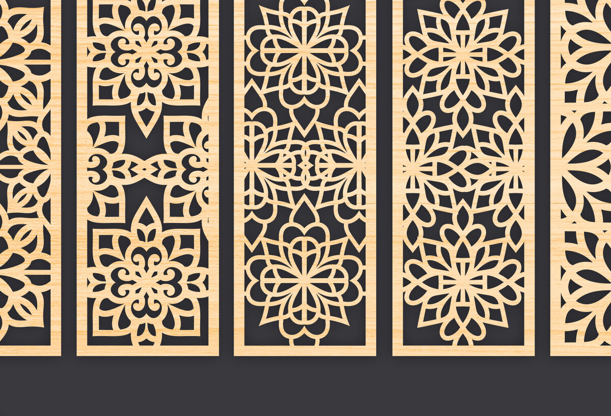 Σετ των 3 Intra απο ξύλο plywood 3mm-4mm πάχος - Διακοσμητικό  Laser Cut Panel Wall Dec Δίασταση 6x6 cm INTRAFABR-86094905