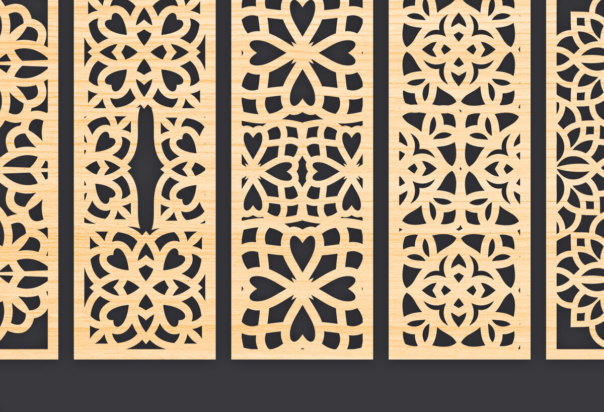Σετ των 3 Intra απο ξύλο plywood 3mm-4mm πάχος - Διακοσμητικό  Laser Cut Panel Wall Dec Δίασταση 6x6 cm INTRAFABR-86094956